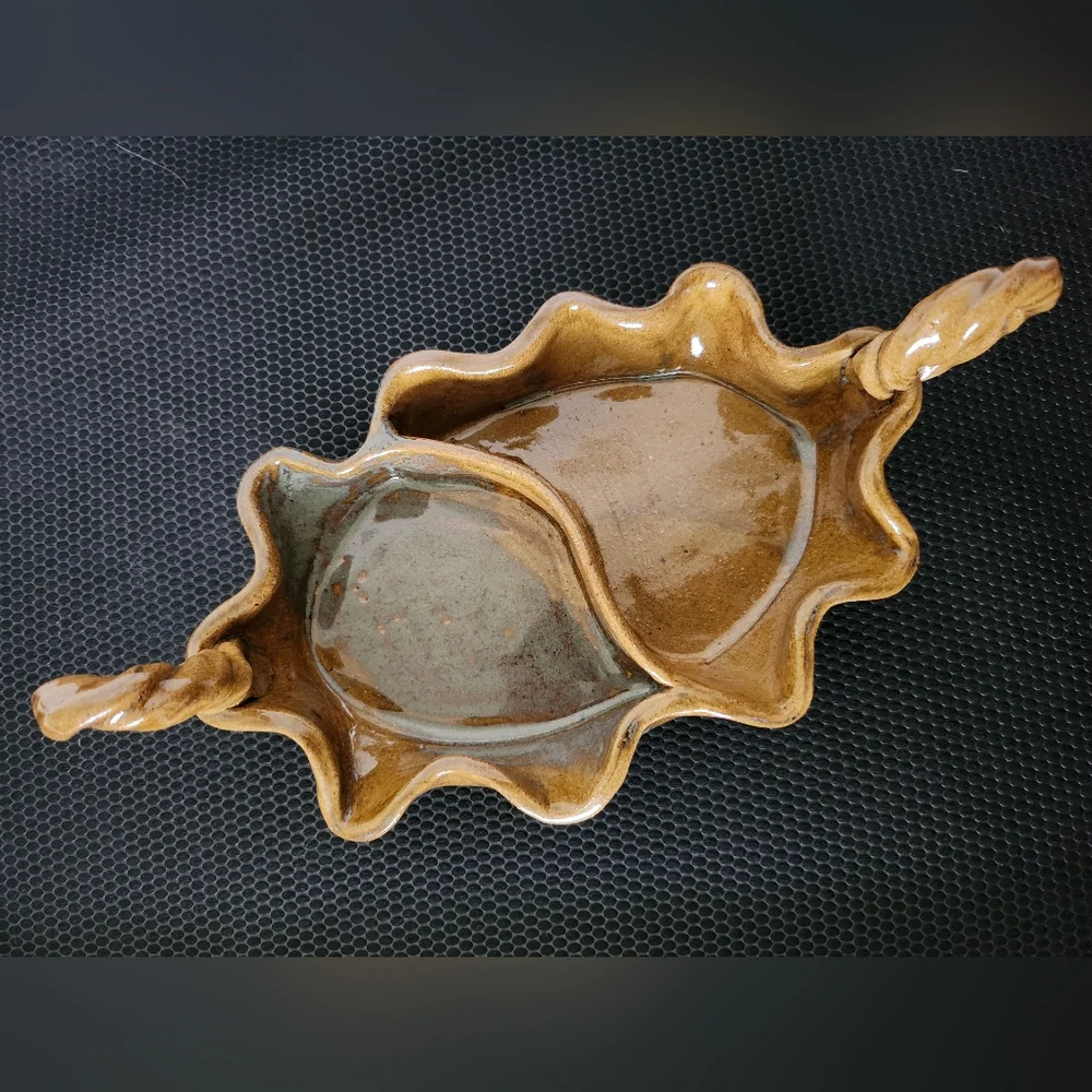 Divided Dish Handmade Clay Glazed